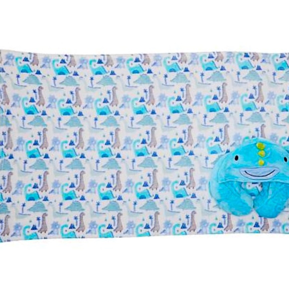 Dinosaur Kids Hooded Travel Pillow with Matching Throw - Picture 1 of 3